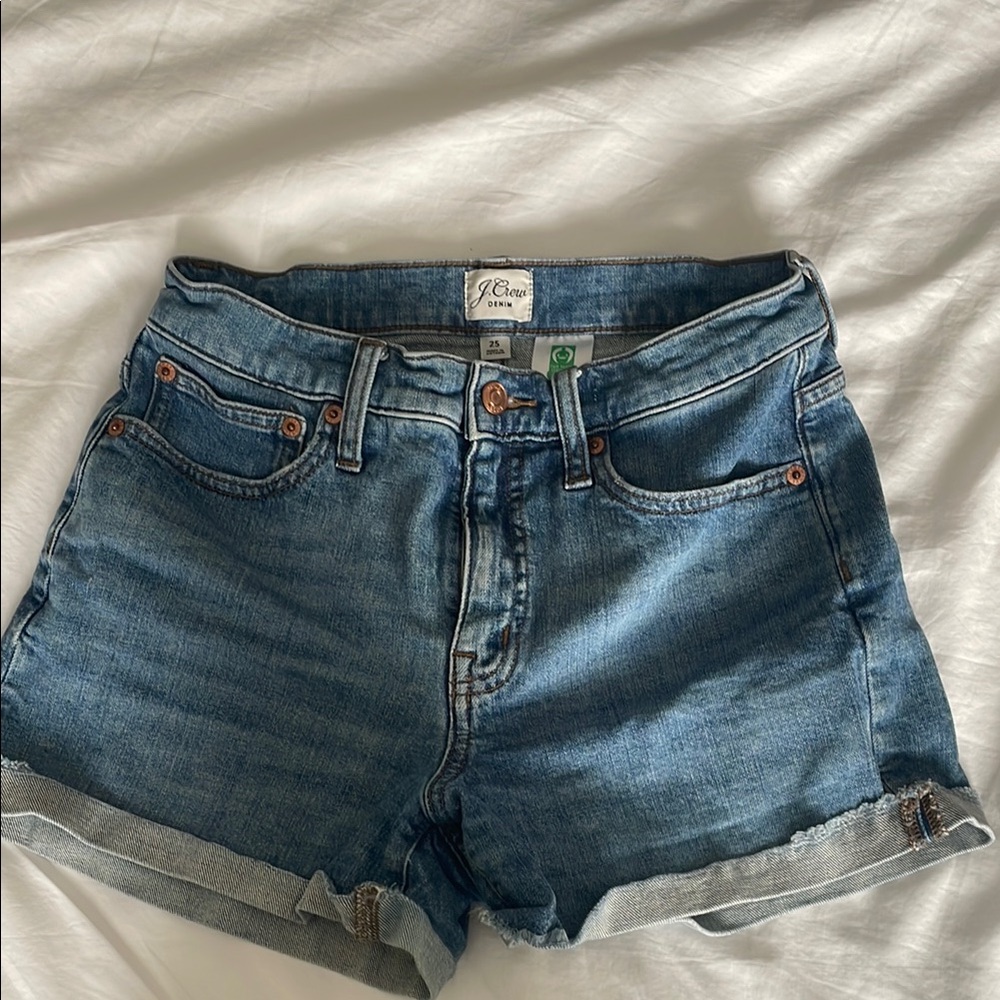 J. Crew Blue Jean Shorts High-Waisted Cuffed